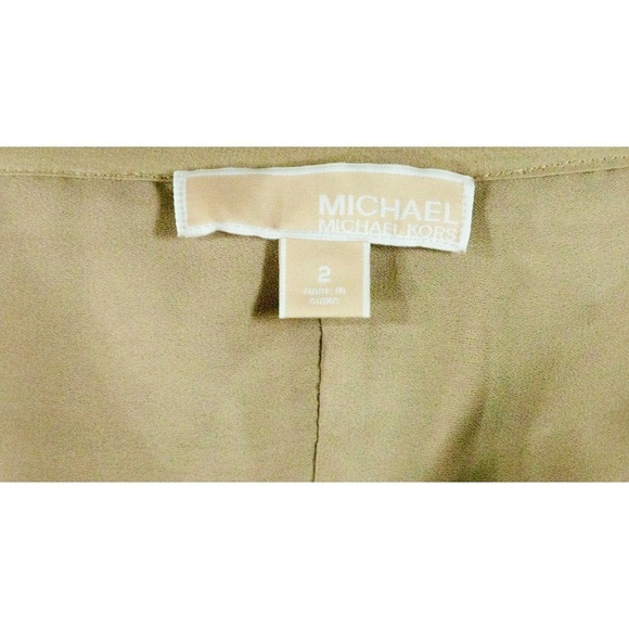 Khaki Silk Tiered Ruffle A Line Mini Skirt Size 2 - Picture 2 of 5